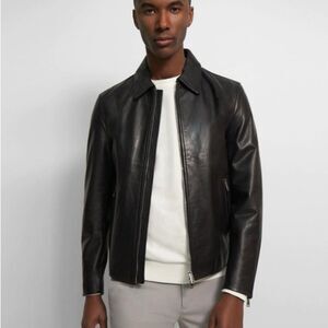 Theory men’s green Leather Jacket size m EUC